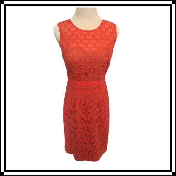 NWT!! BCBG MAXAZRIA Lace Coral Dress, Sz 10 - Picture 1 of 5